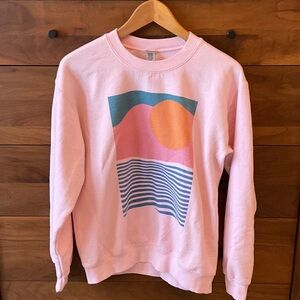 Popkiller Sunset Graphic Pink Crewneck Sweatshirt